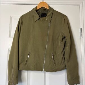 Dynamite Army Green Asymmetrical Zip Biker Moto Jacket Size M
